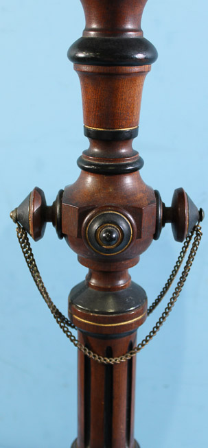 005c - Unusual aesthetic movement pedestal with bronze plaque in center of top, 31.5 in. T, 19.5 in. W.